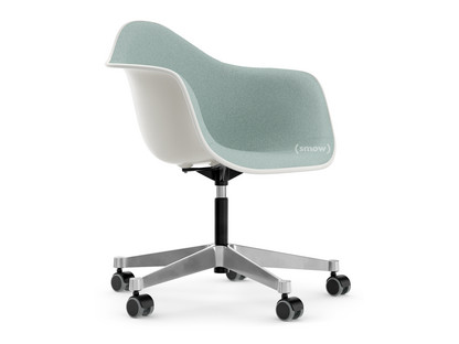 Eames Plastic Armchair RE PACC Weiß|Mit Vollpolsterung|Eisblau / elfenbein