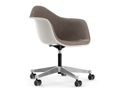 Eames Plastic Armchair RE PACC Weiß|Mit Vollpolsterung|Warmgrey / moorbraun