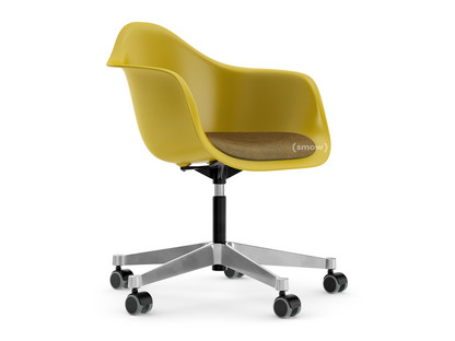 Eames Plastic Armchair RE PACC Senf RE|Mit Sitzpolster|Senf / dunkelgrau