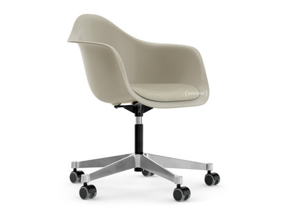 Eames Plastic Armchair RE PACC Kieselstein RE|Mit Sitzpolster|Warmgrey / elfenbein