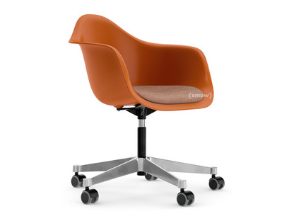 Eames Plastic Armchair RE PACC Rostorange RE|Mit Sitzpolster|Cognac / elfenbein