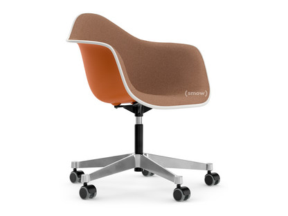 Eames Plastic Armchair RE PACC Rostorange RE|Mit Vollpolsterung|Cognac / elfenbein