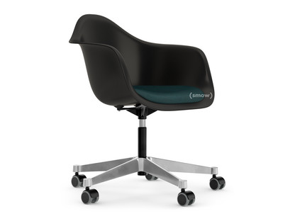 Eames Plastic Armchair RE PACC Tiefschwarz RE|Mit Sitzpolster|Petrol / moorbraun