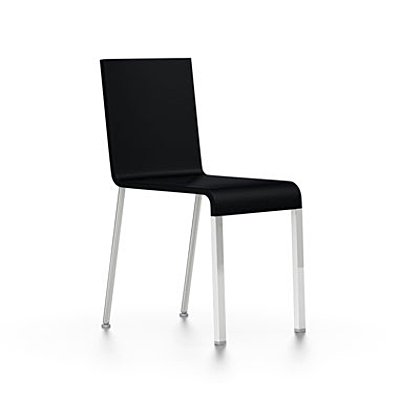 Vitra .03, Nicht stapelbar, Untergestell Glanzchrom, Ohne .03 Stuhl Schwarz silber glatt Vitra