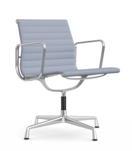 Aluminium Chair EA 107 / EA 108 EA 107 - nicht drehbar|Poliert|Hopsak|Dunkelblau / elfenbein