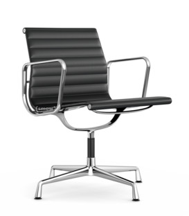 Aluminium Chair EA 107 / EA 108 EA 107 - nicht drehbar|Verchromt|Leder (Standard)|Asphalt