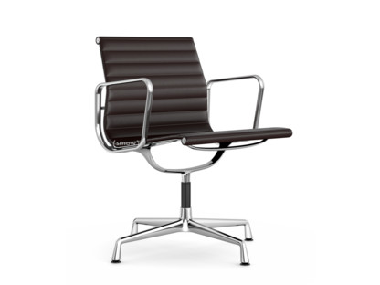 Aluminium Chair EA 107 / EA 108 EA 108 - drehbar|Verchromt|Leder Premium F|Chocolate
