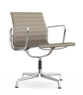 Aluminium Chair EA 107 / EA 108 EA 107 - nicht drehbar|Verchromt|Leder (Standard)|Sand