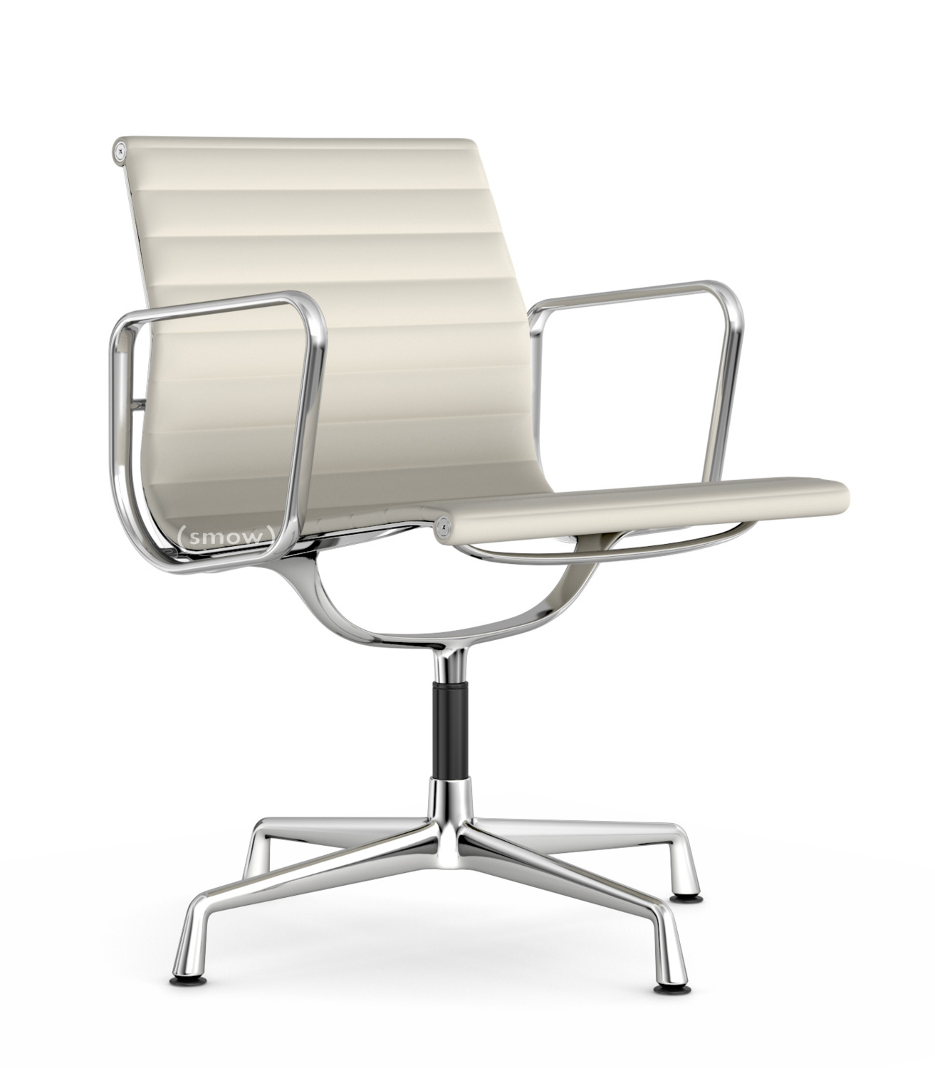 Vitra Aluminium Chair EA 20 / EA 20, EA 20   drehbar, Verchromt, Leder,  Snow