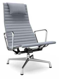 Aluminium Chair EA 124 Poliert|Hopsak|Dunkelblau / elfenbein