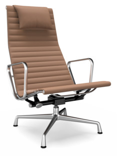 Aluminium Chair EA 124 Poliert|Hopsak|Cognac / elfenbein