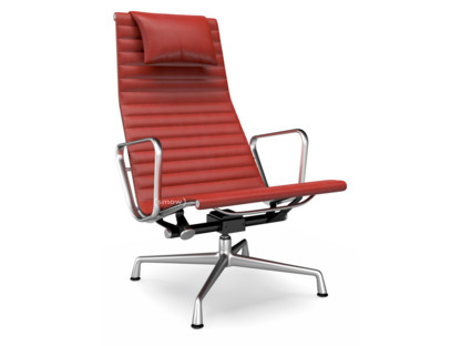 Aluminium Chair EA 124 Poliert|Leder Premium F|Rot