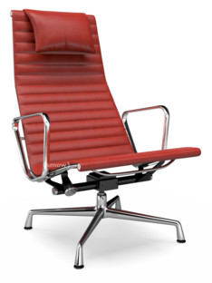Aluminium Chair EA 124 Verchromt|Leder (Standard)|Rot