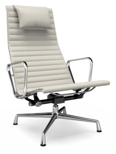 Aluminium Chair EA 124 Verchromt|Leder (Standard)|Snow