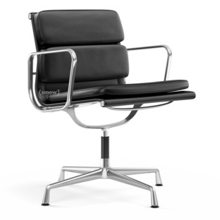 Soft Pad Chair EA 207 / EA 208 EA 207 - nicht drehbar|Poliert|Leder Standard nero, Plano nero
