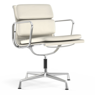 Soft Pad Chair EA 207 / EA 208 EA 208 - drehbar|Poliert|Leder Standard snow, Plano weiß