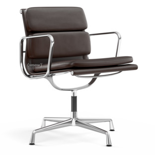 Soft Pad Chair EA 207 / EA 208 EA 207 - nicht drehbar|Verchromt|Leder Standard kastanie, Plano braun