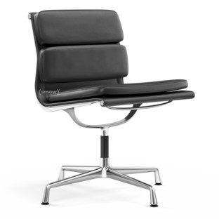 Soft Pad Chair EA 205 Verchromt|Leder Standard asphalt, Plano dunkelgrau