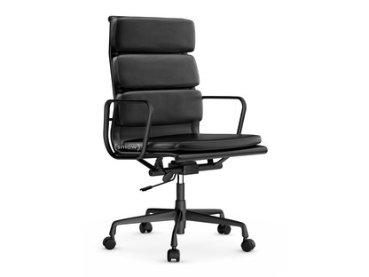 Soft Pad Chair EA 219 Aluminium tiefschwarz pulverbeschichtet|Leder Premium F nero, Plano nero