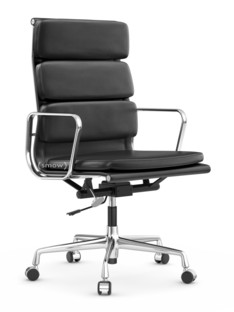 Soft Pad Chair EA 219 Verchromt|Leder Standard asphalt, Plano dunkelgrau