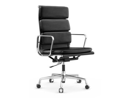 Soft Pad Chair EA 219 Verchromt|Leder Premium F nero, Plano nero