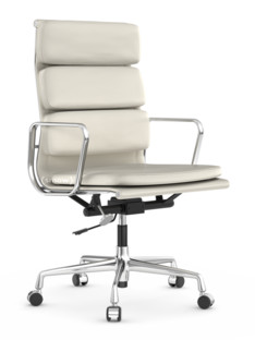 Soft Pad Chair EA 219 Verchromt|Leder Standard snow, Plano weiß