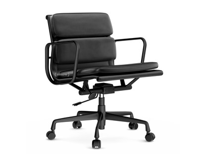 Soft Pad Chair EA 217 Aluminium tiefschwarz pulverbeschichtet|Leder Standard nero, Plano nero