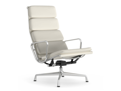 Soft Pad Chair EA 222 Untergestell poliert|Leder Premium F snow, Plano weiß
