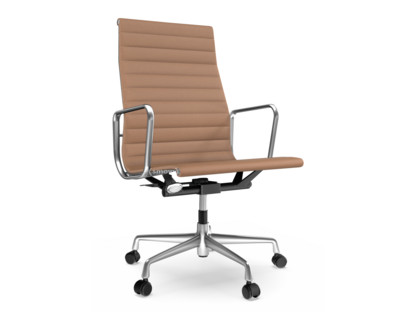 Aluminium Chair EA 119 Poliert|Hopsak|Cognac / elfenbein