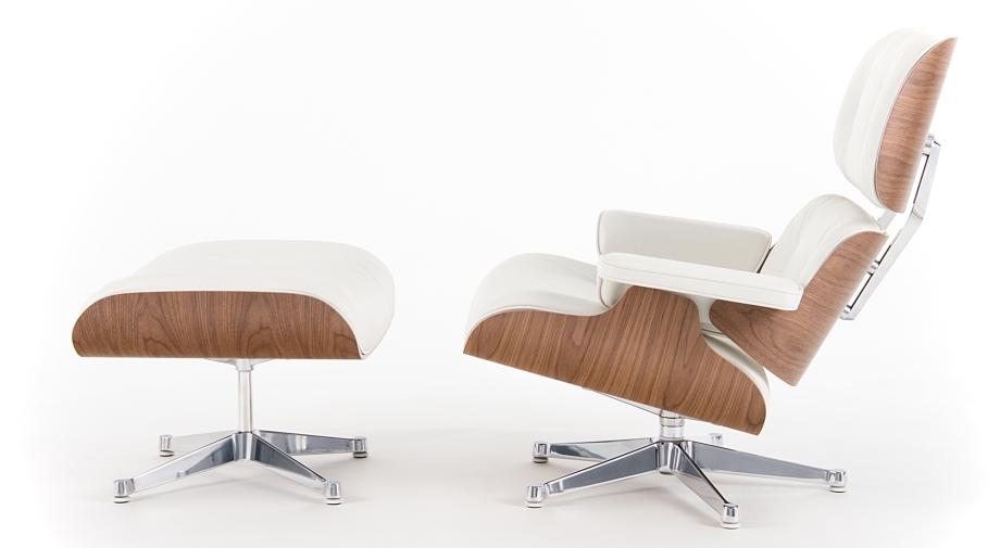 Vitra Lounge Chair Ottoman White Version By Charles Ray