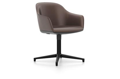 Softshell Chair auf Viersternfuß Aluminium pulverbeschichtet basic dark|Leder (Standard)|Kastanie