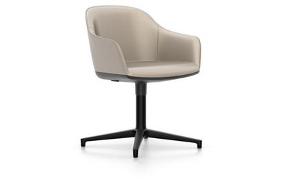 Softshell Chair auf Viersternfuß Aluminium pulverbeschichtet basic dark|Leder (Standard)|Sand