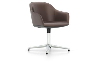Softshell Chair auf Viersternfuß Aluminium poliert|Leder (Standard)|Kastanie