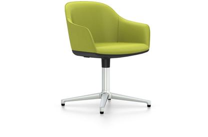Softshell Chair auf Viersternfuß Aluminium poliert|Plano|Avocado