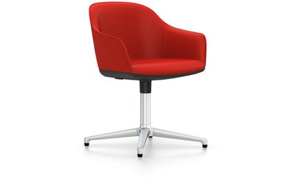Softshell Chair auf Viersternfuß Aluminium poliert|Plano|Poppy red