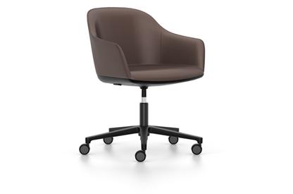 Softshell Chair auf Fünfsternfuß Aluminium pulverbeschichtet basic dark|Leder (Standard)|Kastanie
