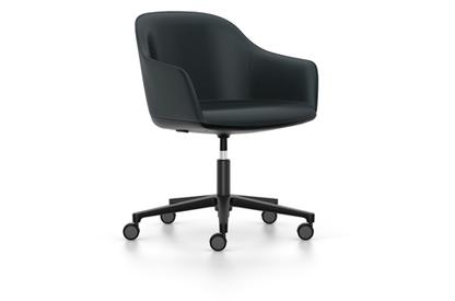 Softshell Chair auf Fünfsternfuß Aluminium pulverbeschichtet basic dark|Leder (Standard)|Nero