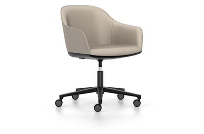 Softshell Chair auf Fünfsternfuß Aluminium pulverbeschichtet basic dark|Leder (Standard)|Sand