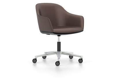 Softshell Chair auf Fünfsternfuß Aluminium poliert|Leder (Standard)|Kastanie