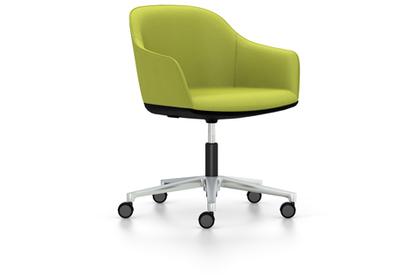 Softshell Chair auf Fünfsternfuß Aluminium poliert|Plano|Avocado