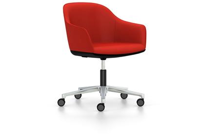 Softshell Chair auf Fünfsternfuß Aluminium poliert|Plano|Poppy red