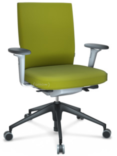 ID Soft FlowMotion-mit Vorwärtsneigung, mit Sitztiefenverstellung|Mit 3D-Armlehnen|5-Stern Untergestell, Kunststoff basic dark|Soft grey|Sitz und Rücken Plano|Avocado