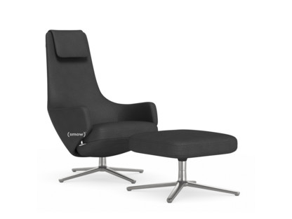 Repos Sessel Repos & Ottoman|Stoff Dumet carbon/schwarz|41 cm|Poliert