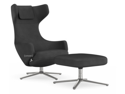 Grand Repos Sessel Grand Repos & Ottoman|Stoff Dumet carbon/schwarz|41 cm|Poliert