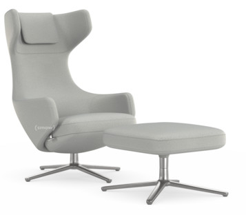 Grand Repos Sessel Grand Repos & Ottoman|Stoff Dumet kiesel melange|46 cm|Poliert