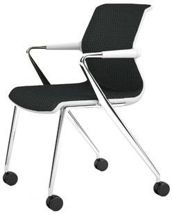 Unix Chair Vierbeinfuß mit Rollen Diamond Mesh asphalt|Soft grey|Aluminium poliert