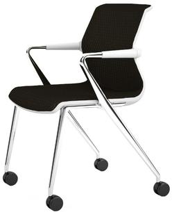 Unix Chair Vierbeinfuß mit Rollen Diamond Mesh braun|Soft grey|Aluminium poliert