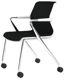 Unix Chair Vierbeinfuß mit Rollen Diamond Mesh nero|Soft grey|Aluminium poliert