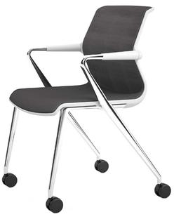 Unix Chair Vierbeinfuß mit Rollen Silk Mesh dimgrey|Soft grey|Aluminium poliert