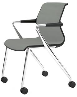 Unix Chair Vierbeinfuß mit Rollen Silk Mesh eisgrau|Basic dark|Aluminium poliert